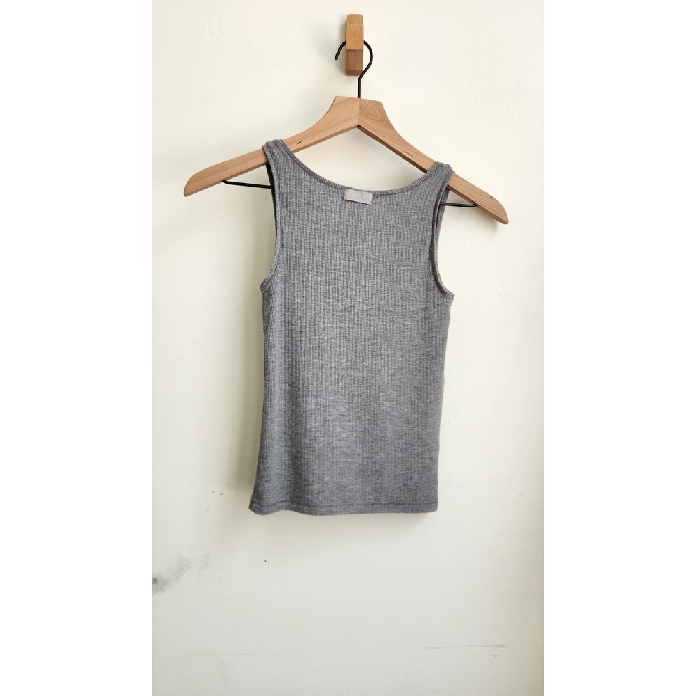 SKIMS Cotton Rib Tank Top Women Medium Heather Grey Scoop Neck Ribbed Fitted - Picture 5 of 9